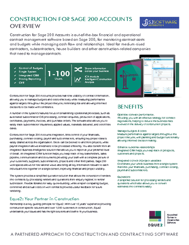 Construct for Sage 200 Accounts Brochure